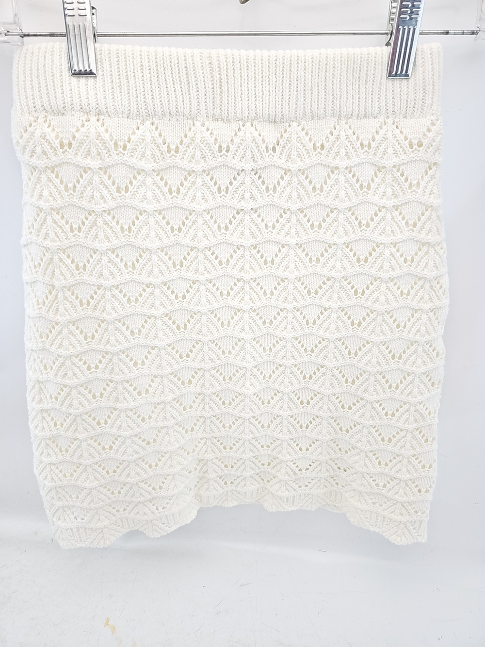 Hippie Rose Ivory Openwork Knit Mini Skirt